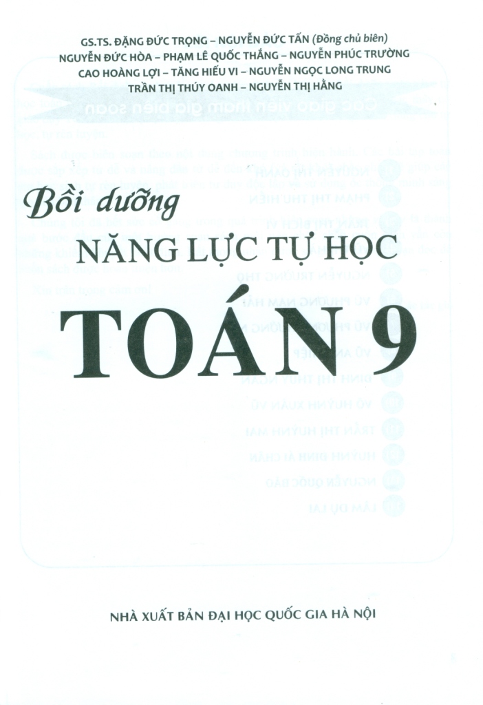 BỒI DƯỠNG NĂNG LỰC TỰ HỌC TOÁN LỚP 9 (Biên soạn theo chương trình GDPT mới)